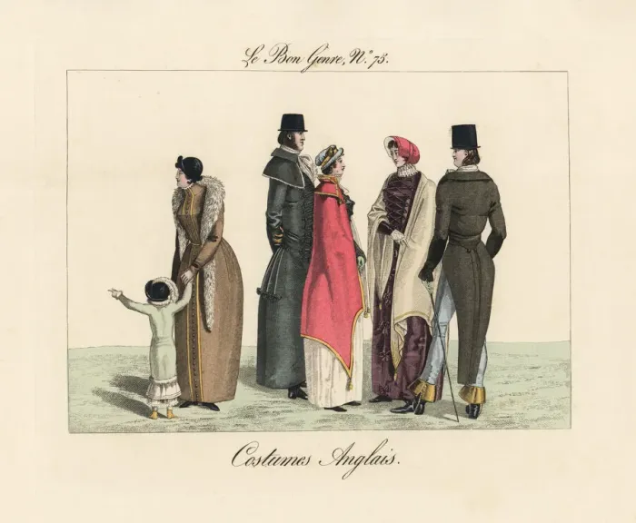 Framed Print : Caricature of English costumes, circa 1815 Framed Print : Caricature of English costumes, circa 1815