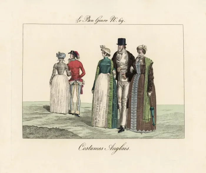 Framed Print : Caricature of English fashions in Paris, 1814 Framed Print : Caricature of English fashions in Paris, 1814