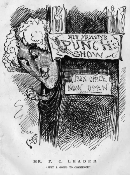 Framed Print : Caricature of F C Leader, theatre manager Framed Print : Caricature of F C Leader, theatre manager