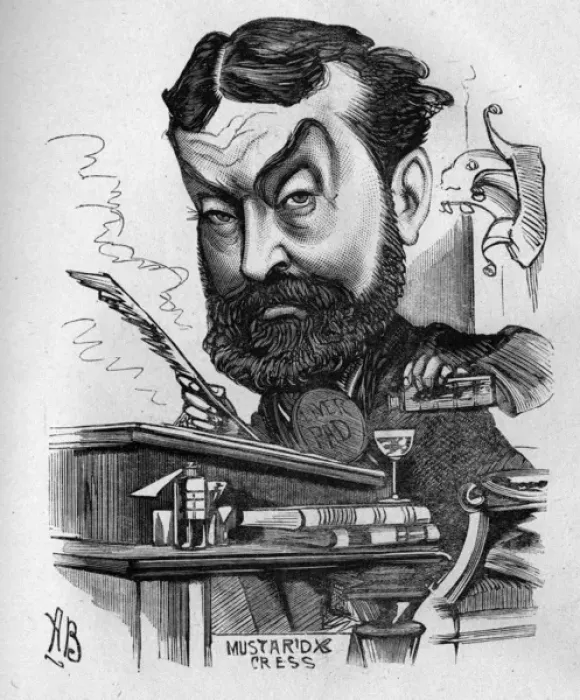 Framed Print : Caricature of George Robert Sims, English writer Framed Print : Caricature of George Robert Sims, English writer