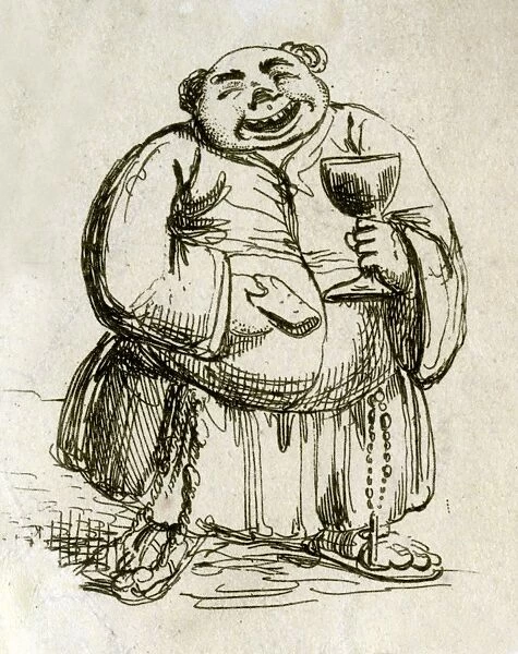 Caricature of a gluttonous monk