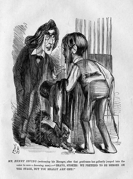 Caricature, Henry Irving and Bram Stoker