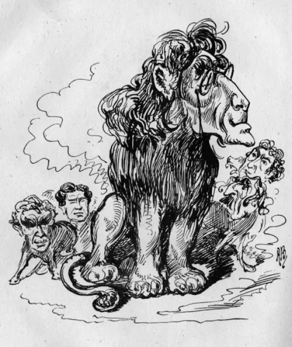 Framed Print : Caricature, Henry Irving as The Lyceum Lion Framed Print : Caricature, Henry Irving as The Lyceum Lion