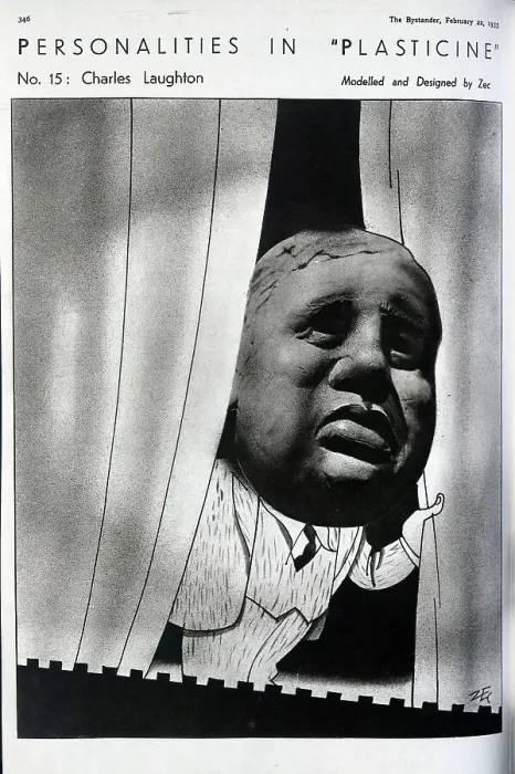 Framed Print : Caricature illustration of Charles Laughton, actor, in plasticine and pen. Captioned, Personalities in Plasticine, No 15 Charles Laughton'. Philip Zec (1909-1983), illustrator and cartoonist Framed Print : Caricature illustration of Charles Laughton, actor, in plasticine and pen. Captioned, Personalities in Plasticine, No 15 Charles Laughton'. Philip Zec (1909-1983), illustrator and cartoonist