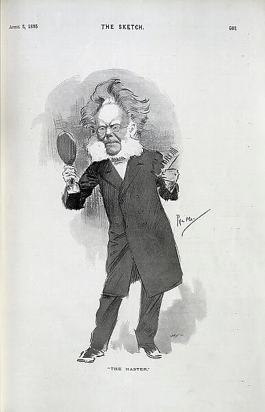 Caricature illustration of Henrik Ibsen, by Phil May