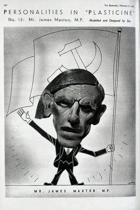 Framed Print : Caricature illustration of James Maxton, politician in plasticine and pen. Captioned, Personalities in Plasticine, No 13 Mr James Maxton, MP'. Philip Zec (1909-1983), illustrator and cartoonist Framed Print : Caricature illustration of James Maxton, politician in plasticine and pen. Captioned, Personalities in Plasticine, No 13 Mr James Maxton, MP'. Philip Zec (1909-1983), illustrator and cartoonist