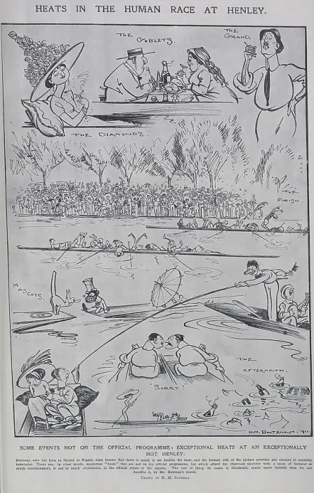 Framed Print : Caricature illustration of scenes at Henley by H M Bateman Framed Print : Caricature illustration of scenes at Henley by H M Bateman