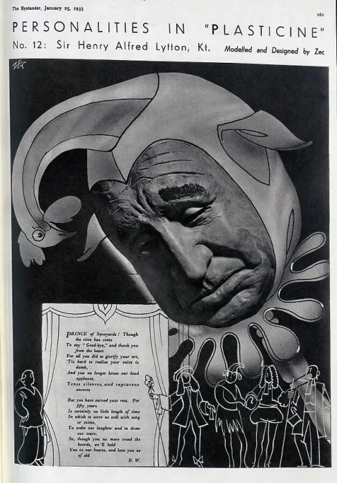 Framed Print : Caricature illustration of Sir Henry Alfred Lytton, KT, in plasticine and pen. Captioned, Personalities in Plasticine, No 12 Sir Henry Alfred Lytton Framed Print : Caricature illustration of Sir Henry Alfred Lytton, KT, in plasticine and pen. Captioned, Personalities in Plasticine, No 12 Sir Henry Alfred Lytton