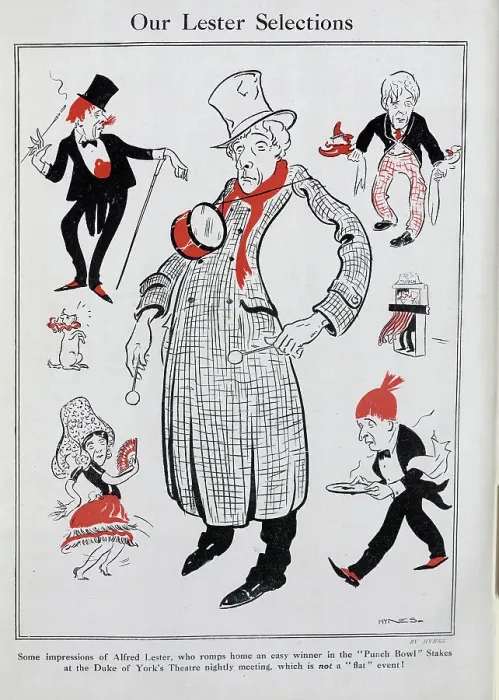 Framed Print : Caricature illustrations of Alfred Lester, actor and comedian (1874-1925), by Hynes. Captioned, Our Lester Selection'. With description, Some impressions of Alfred Lester Framed Print : Caricature illustrations of Alfred Lester, actor and comedian (1874-1925), by Hynes. Captioned, Our Lester Selection'. With description, Some impressions of Alfred Lester