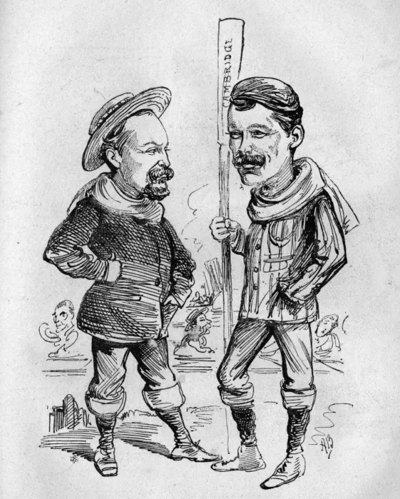 Framed Print : Caricature of Jennings and Riley, Oxford and Cambridge Framed Print : Caricature of Jennings and Riley, Oxford and Cambridge