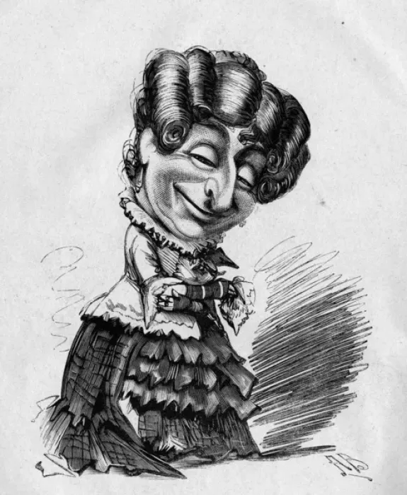Framed Print : Caricature of John F Sheridan, female impersonator Framed Print : Caricature of John F Sheridan, female impersonator