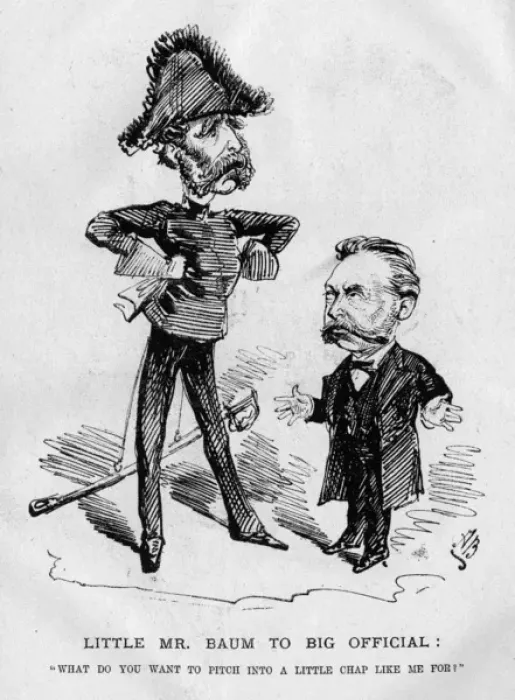 Framed Print : Caricature, Little Mr Baum to Big Official Framed Print : Caricature, Little Mr Baum to Big Official
