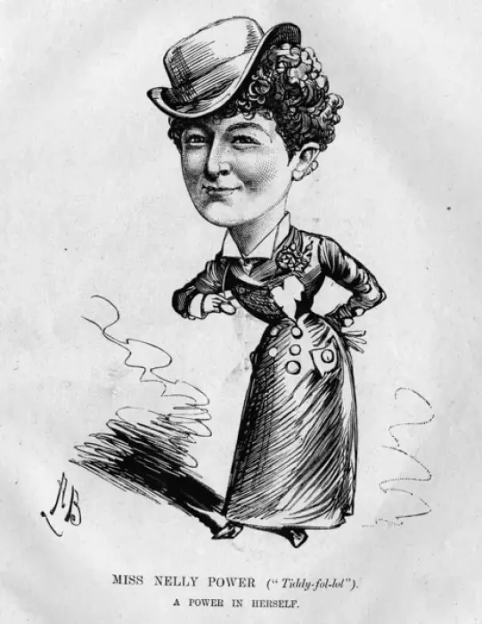 Framed Print : Caricature of Nelly Power, English singer and actress Framed Print : Caricature of Nelly Power, English singer and actress