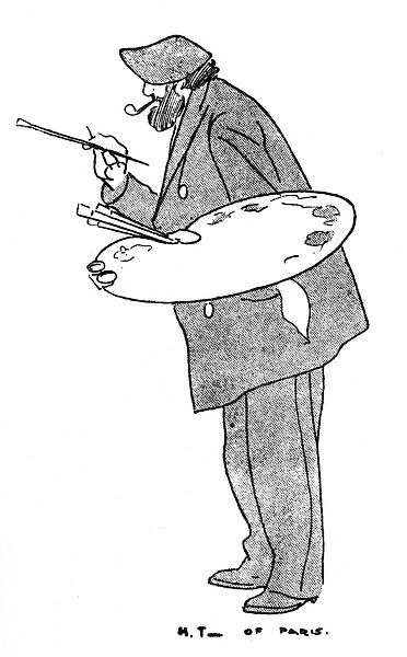 Caricature by Phil May of Scottish Artist Harry Thompson