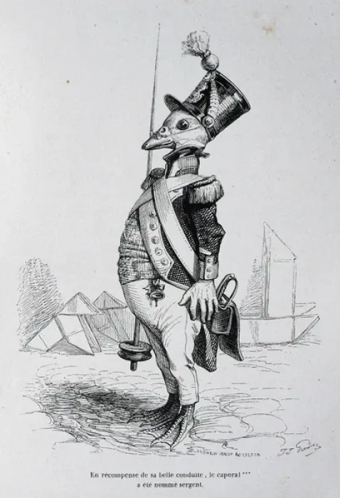 Framed Print : Caricature of The private and public life of animals, by J. J Framed Print : Caricature of The private and public life of animals, by J. J