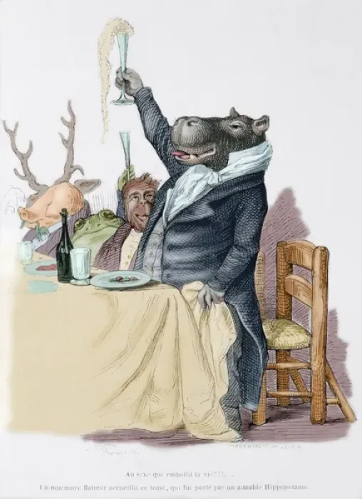 Framed Print : Caricature of The private and public life of animals, by J. J Framed Print : Caricature of The private and public life of animals, by J. J
