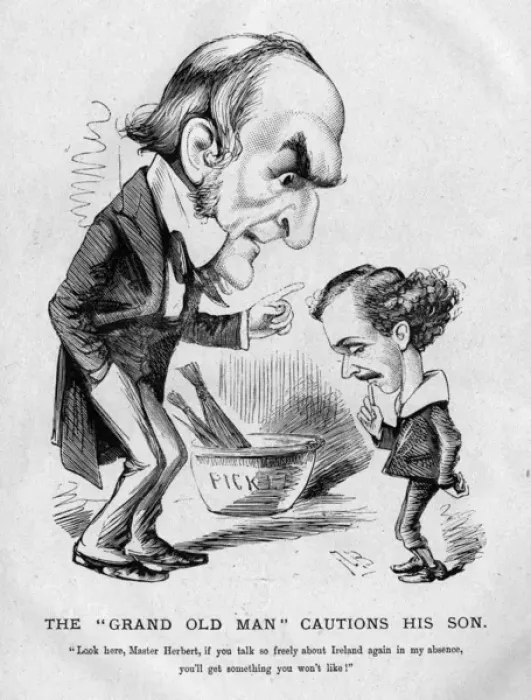 Framed Print : Caricature of W E Gladstone and his son Herbert Framed Print : Caricature of W E Gladstone and his son Herbert