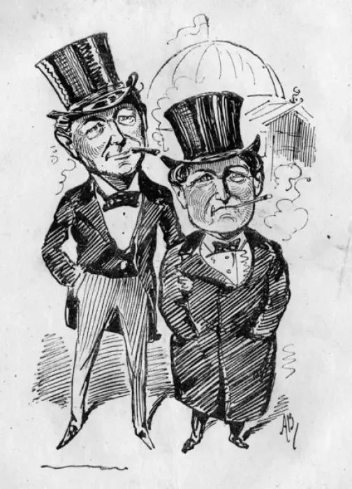 Framed Print : Caricature of Willing and Myers Framed Print : Caricature of Willing and Myers