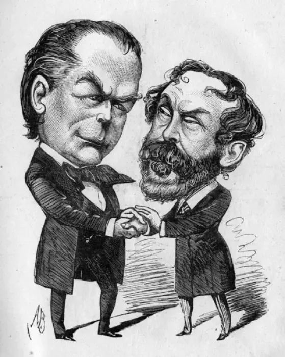 Framed Print : Caricatures, Bradlaugh and Labouchere, fellow-MPs Framed Print : Caricatures, Bradlaugh and Labouchere, fellow-MPs