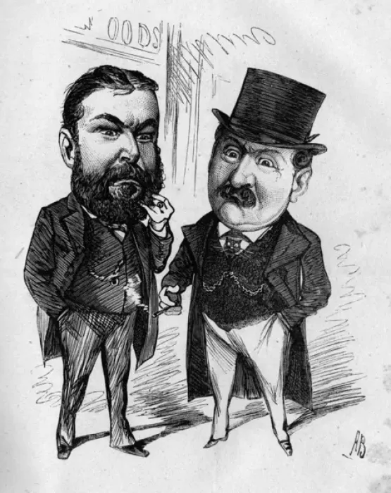 Framed Print : Caricatures of George Harwood and George Parkes Framed Print : Caricatures of George Harwood and George Parkes