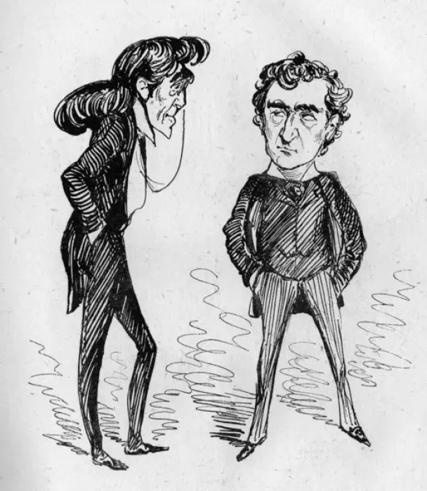 Framed Print : Caricatures of Henry Irving and Edwin Booth Framed Print : Caricatures of Henry Irving and Edwin Booth
