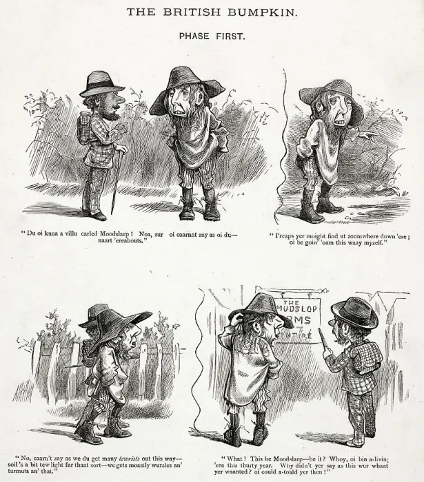 Framed Print : Caricatures of the` British Bumpkin Date: 1878 Framed Print : Caricatures of the` British Bumpkin Date: 1878