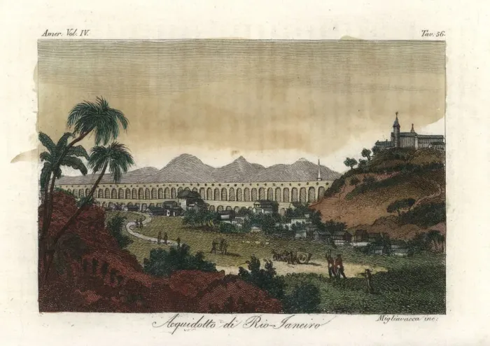 Framed Print : The Carioca Aquaduct of Rio de Janeiro, early 19th century Framed Print : The Carioca Aquaduct of Rio de Janeiro, early 19th century