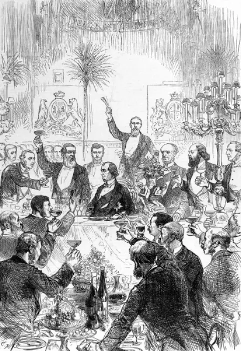 Framed Print : Carlton Club Banquet: Drinking Lord Beaconsfields health