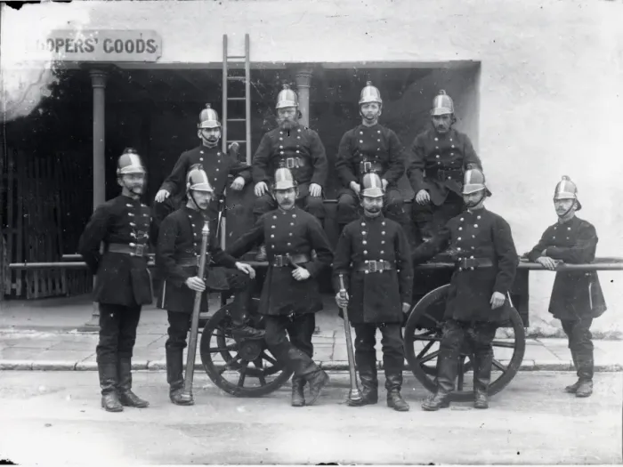 Framed Print : Carmarthen fire crew, Carmarthen, South Wales Framed Print : Carmarthen fire crew, Carmarthen, South Wales
