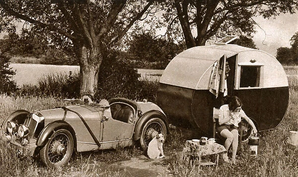 Carol Goodner, actress, outside her caravan