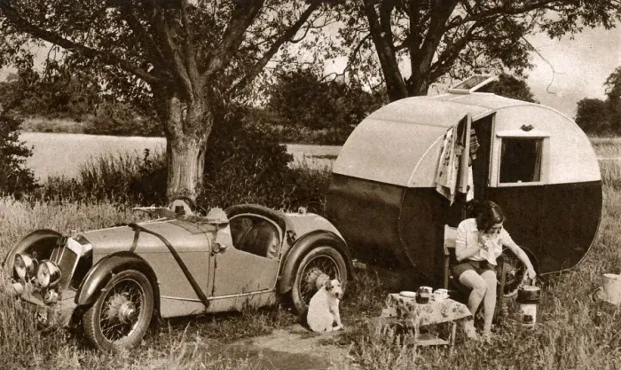 Framed Print : Carol Goodner, actress, outside her caravan Framed Print : Carol Goodner, actress, outside her caravan