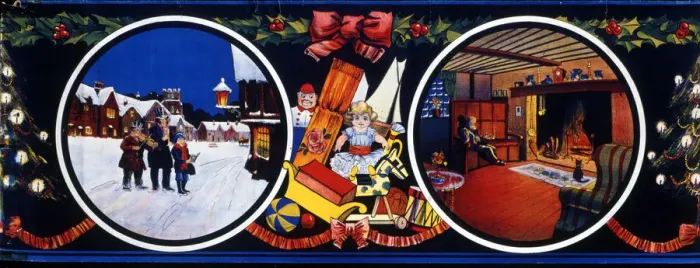 Framed Print : Carol singers in snow, cosy fireside Framed Print : Carol singers in snow, cosy fireside