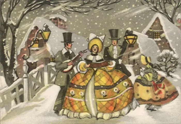 Framed Print : Carolers in Snow Date: 1940 Framed Print : Carolers in Snow Date: 1940