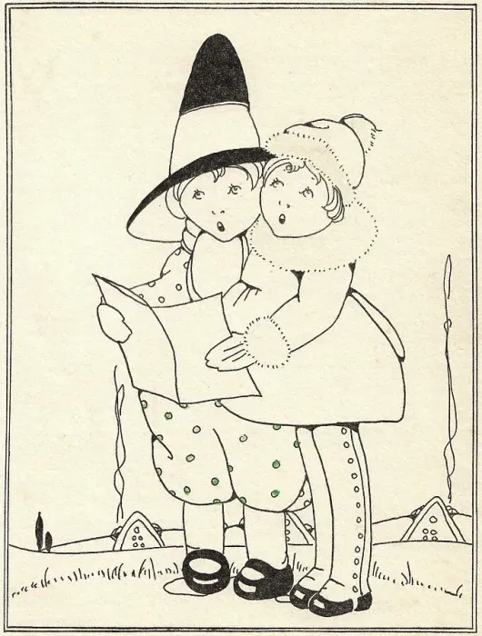 Framed Print : Carollers. Two girls singing carols at Christmas. Date: circa 1920 Framed Print : Carollers. Two girls singing carols at Christmas. Date: circa 1920