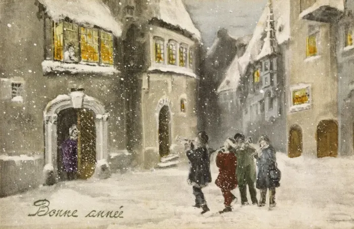 Framed Print : Carols in French Street Framed Print : Carols in French Street