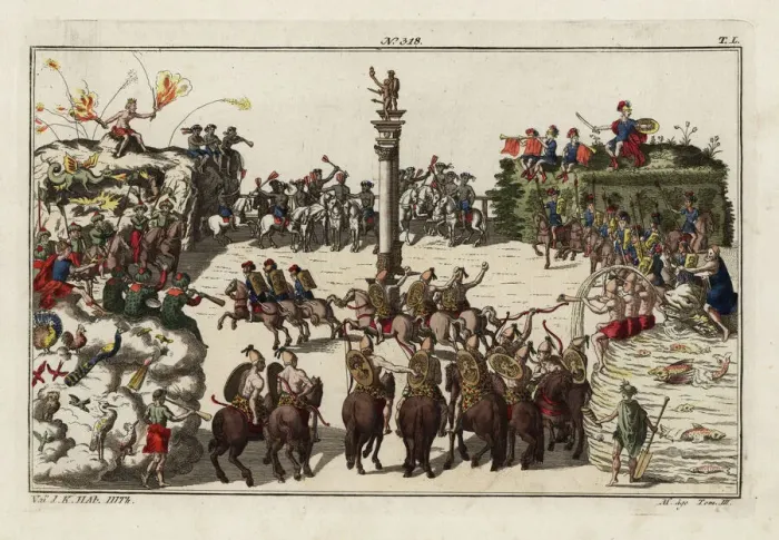 Framed Print : A carousel parade among teams of knights representing Framed Print : A carousel parade among teams of knights representing