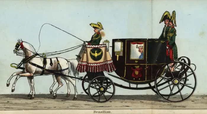 Framed Print : Carriage of the Brazilian minister, M. Galvao, in Framed Print : Carriage of the Brazilian minister, M. Galvao, in