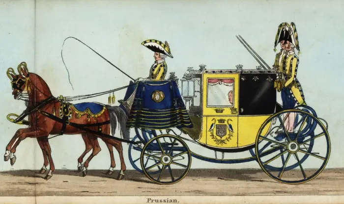 Framed Print : Carriage of the Prussian minister, Baron Bulow, in Framed Print : Carriage of the Prussian minister, Baron Bulow, in