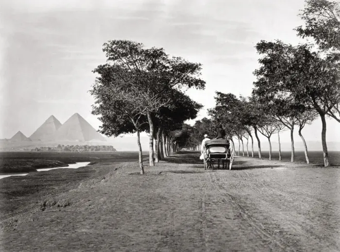 Framed Print : Carriage on the road to the Pyramids, Egypt, c. 1880 s Framed Print : Carriage on the road to the Pyramids, Egypt, c. 1880 s