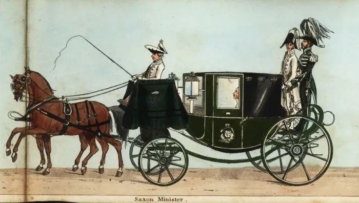 Framed Print : Carriage of the Saxon minister, M. de Gersdorff, in Framed Print : Carriage of the Saxon minister, M. de Gersdorff, in