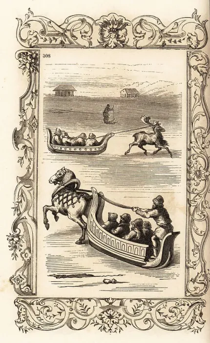 Framed Print : Carriages (sledges) for travel in the Far North, 16th century Framed Print : Carriages (sledges) for travel in the Far North, 16th century