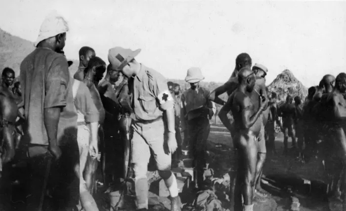 Framed Print : Carrier inspection, Bura Camp, Kenya, WW1 Framed Print : Carrier inspection, Bura Camp, Kenya, WW1