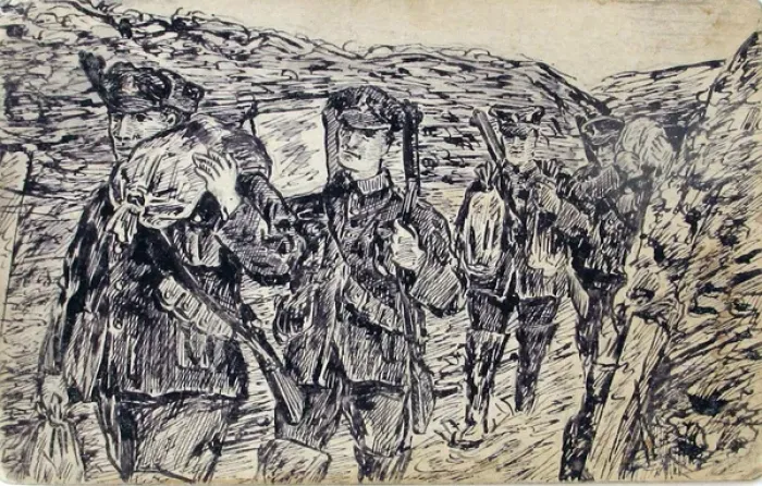 Framed Print : Carrying rations up the communication trench Framed Print : Carrying rations up the communication trench