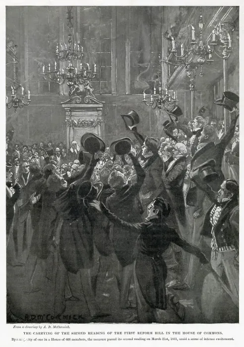 Framed Print : Carrying of the second reading of the first reform bill in the House of Commons. Date: 21 March 1831 Framed Print : Carrying of the second reading of the first reform bill in the House of Commons. Date: 21 March 1831