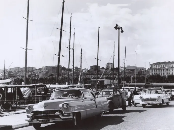 Framed Print : Cars and boats at the harbour, Nice, France Framed Print : Cars and boats at the harbour, Nice, France