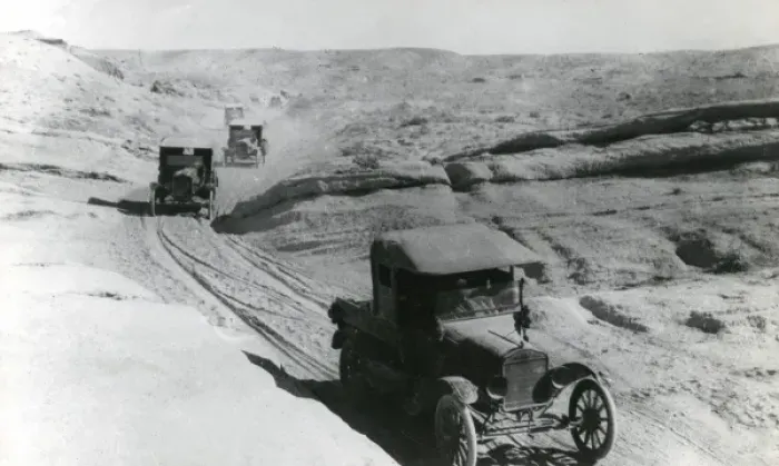 Framed Print : Cars on a dusty road, Palestine, WW1 Framed Print : Cars on a dusty road, Palestine, WW1