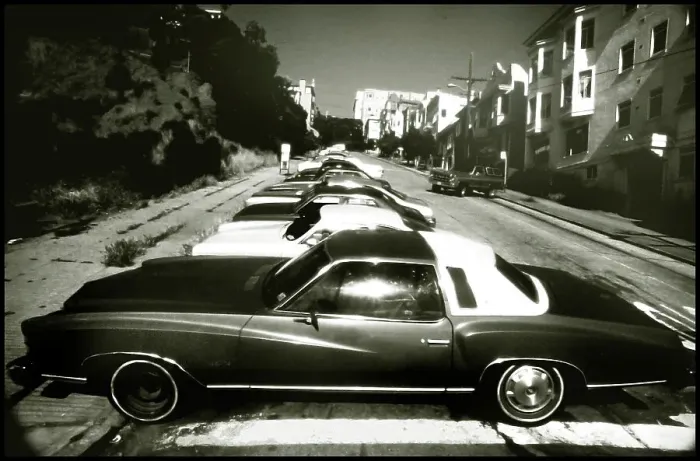 Framed Print : Cars in San Francisco black and white Framed Print : Cars in San Francisco black and white