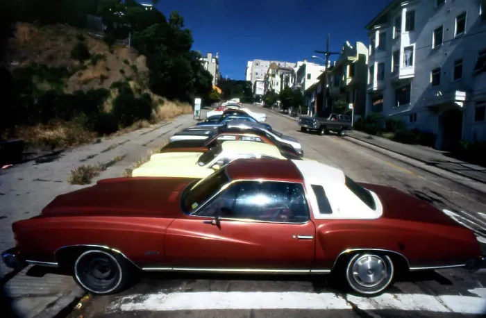 Framed Print : Cars in san francisco colur Framed Print : Cars in san francisco colur