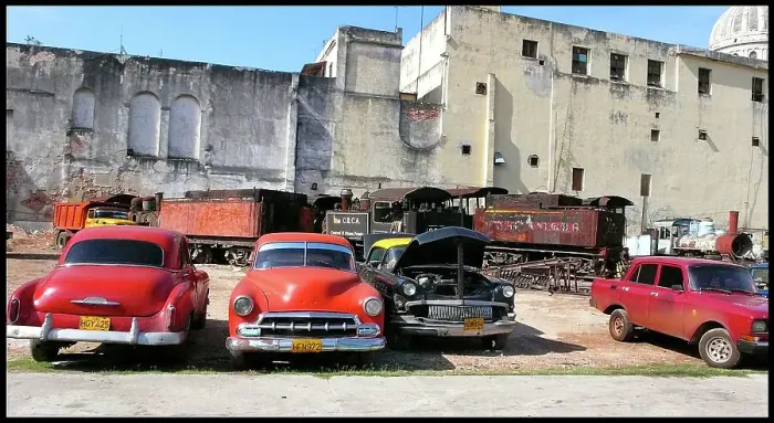 Framed Print : Cars and trains, Havana, Cuba Framed Print : Cars and trains, Havana, Cuba