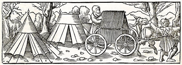 Cart drawn by oxen 1553